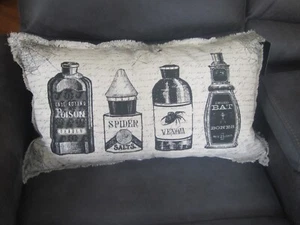 Cynthia Rowley Curious Halloween Apothecary Bottles Pillow Silver Shimmer Webs - Picture 1 of 9