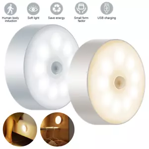 8 LED Motion Sensor Light USB Wireless PIR Battery Wall Cabinet Stair Night Lamp - Picture 1 of 15