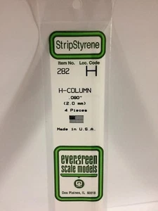 0,080 Zoll (2,0 mm) opak weiß Polystyrol H-Säule EVG282 von Evergreen Scale Models - Bild 1 von 1