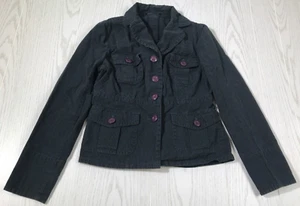 BOSTON PROPER Jacket Women’s Small Gray Black Pinstripe Cotton Button Up - Picture 1 of 8