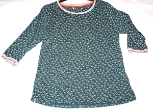 BRAKEBURN Green floral print cotton jersey lightweight top UK 14 - Picture 1 of 6