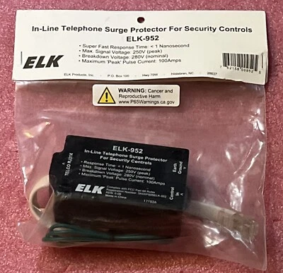 Elk ELK-952 In-line Telephone Surge Protector For Security Controls - Image 1 of 3