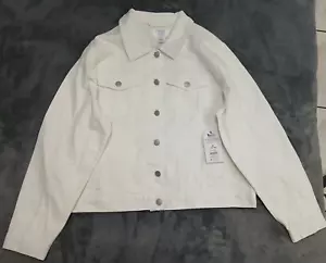 Time and Tru Women's Vivid White Denim Jeans Jacket Size XL - Picture 1 of 4