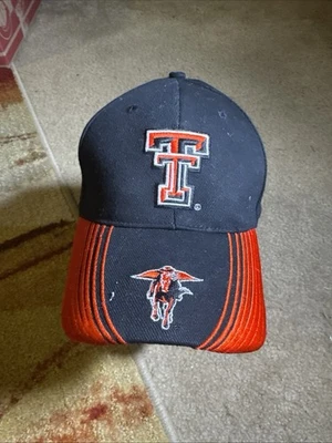 Texas Tech Red Raiders Hat Cap Strap Back Black Red NCAA College Football - Image 1 of 4