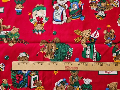 Christmas Teddy Bears Fabric VIP Cranston Print Works 46" x 44'  Beary - Image 1 of 4
