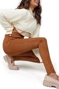 Spanx Faux Suede Stretch Leggings Rich Caramel Womens Sz Small Shapewear NWT - Picture 1 of 11