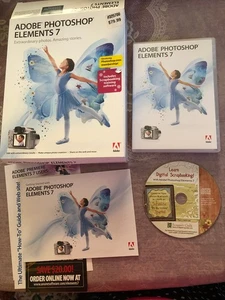 Adobe Photoshop Elements 7 In Case Manual & Box Windows XP Vista w Serial Number - Picture 1 of 4