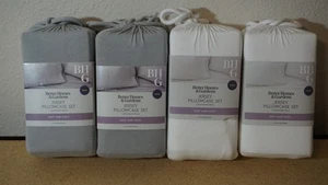 4x Better Homes Jersey Pillowcase 2 Set King Gray & White - Picture 1 of 5