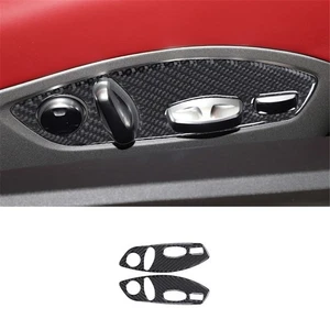 2x Carbon Fiber Seat Button Adjustment Cover Trim For Porsche 718 2016-2022 - Picture 1 of 13