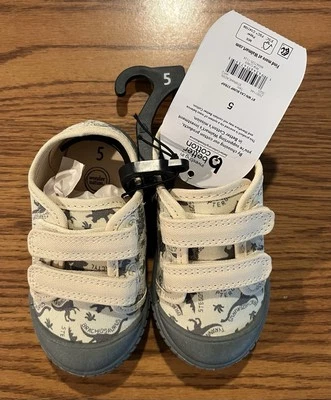 Infant/TOT Boys 5 NWT TENNIS Shoes Dinosaur PRINT HOOK & LOOP Slip on - Image 1 of 4