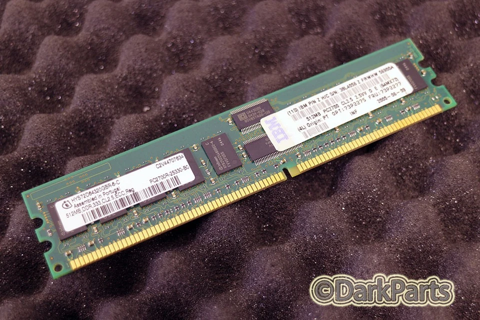 Infineon HYS72D64320GBR-6-C PC2700R-25330-B0 512MB RAM IBM FRU 73P2277 - Image 1 of 1