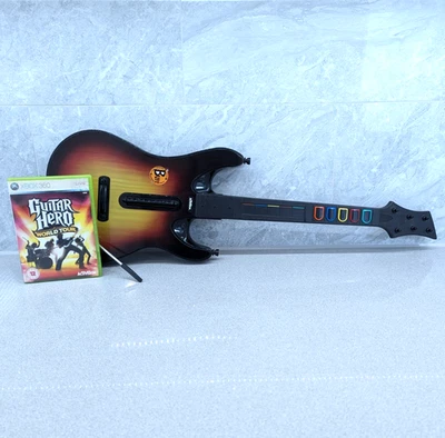 Guitar Hero World Tour Controller Wireless e Gioco Xbox 360 Arancione Bruciato dal Sole - Immagine 1 di 4