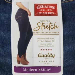 Pantalones de mezclilla Levi's modernos ajustados simplemente elásticos azules tiro medio talla 18M - Imagen 1 de 13