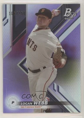 2019 Bowman Platinum Wal-Mart Top Prospects Purple Foil /250 Logan Webb #TOP-30 - Image 1 of 2