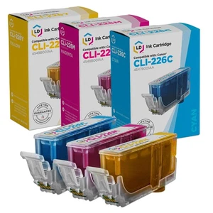 LD 3pk ink Set for Canon Cli226: CLI226C CLI226M CLI226Y Pixma Printers - Picture 1 of 9