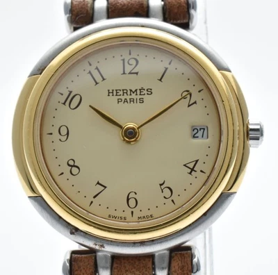 [EXC+5] Reloj para mujer Hermes Windsor esfera marfil/cuero cuarzo de Japón Foto 1 de 4