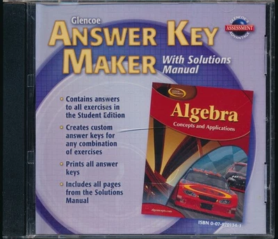 Glencoe Answer Key Maker Solutions Manual Algebra Concepts & Applications CD-ROM - Image 1 of 4