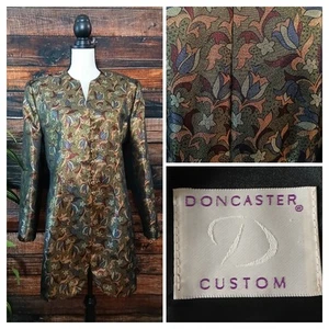 Doncaster Custom Vintage Jacket Long Metallic Floral Jacquard 80s Unique US Made - Picture 1 of 14