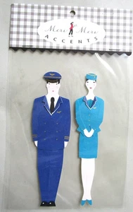 2005 MERI MERI ACCENTS STEWARDESS & PILOT STICK-UP DECORATIONS - NRFP - Picture 1 of 2