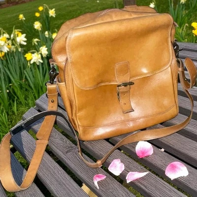 Vintage LL Bean Leather Utility Satchel Crossbody Messenger Full Zip Travel Tote - Image 1 of 4