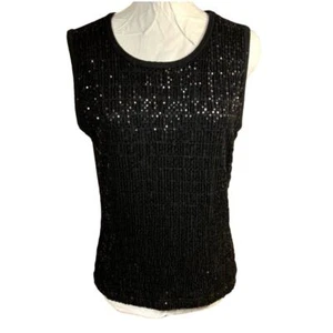 Mossimo Black Sequin Sleeveless Top Sz L Glam Bling Party Holiday Whimsigoth Y2K - Picture 1 of 8
