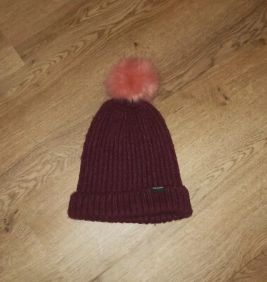 VOLCOM Damen Mütze Strick bordeaux rot mit Bommel Bommelmütze Beanie Strickmütze - Bild 1 von 4