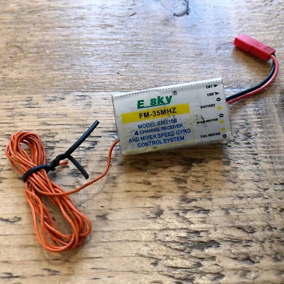 ESKY GYRO RECEIVER 35 MHZ FM EM210B 4-CHANNEL RC RECEIVER PPM MIXED SPEED HELI - Image 1 of 4