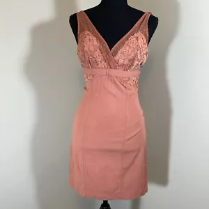 Intimately Free People Kira lace bodycon slip dress size small copper rose - Picture 1 of 11