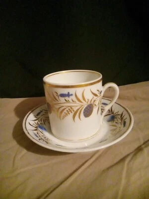 Antique 19th c. Empire Old Paris Porcelain Tea Cup & Saucer French Coffee Can - Image 1 of 4