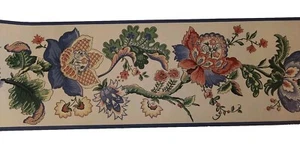 Floral Pattern York Wallcoverings White Wallpaper Border  WY 6175-B Vtg - Picture 1 of 4