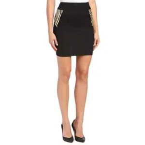 The Kooples Black Pencil Skirt W/ Zebra Calf-Hair Size 38 US 6 Black - Picture 1 of 10