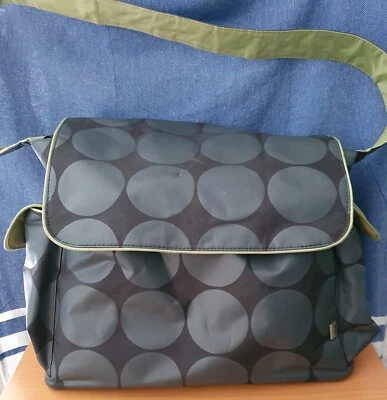 OiOi Nappy Bag Dot messenger(black/green)  +  Huggies Nappy and Wipes... - Image 1 of 4