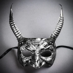 Silver Horn Devil Horn Evil Demon Animal Women Halooween Mystical Party Eye Mask - Picture 1 of 4