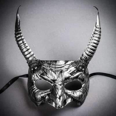 Silver Horn Devil Horn Evil Demon Animal Women Halooween Mystical Party Eye Mask - Image 1 of 4