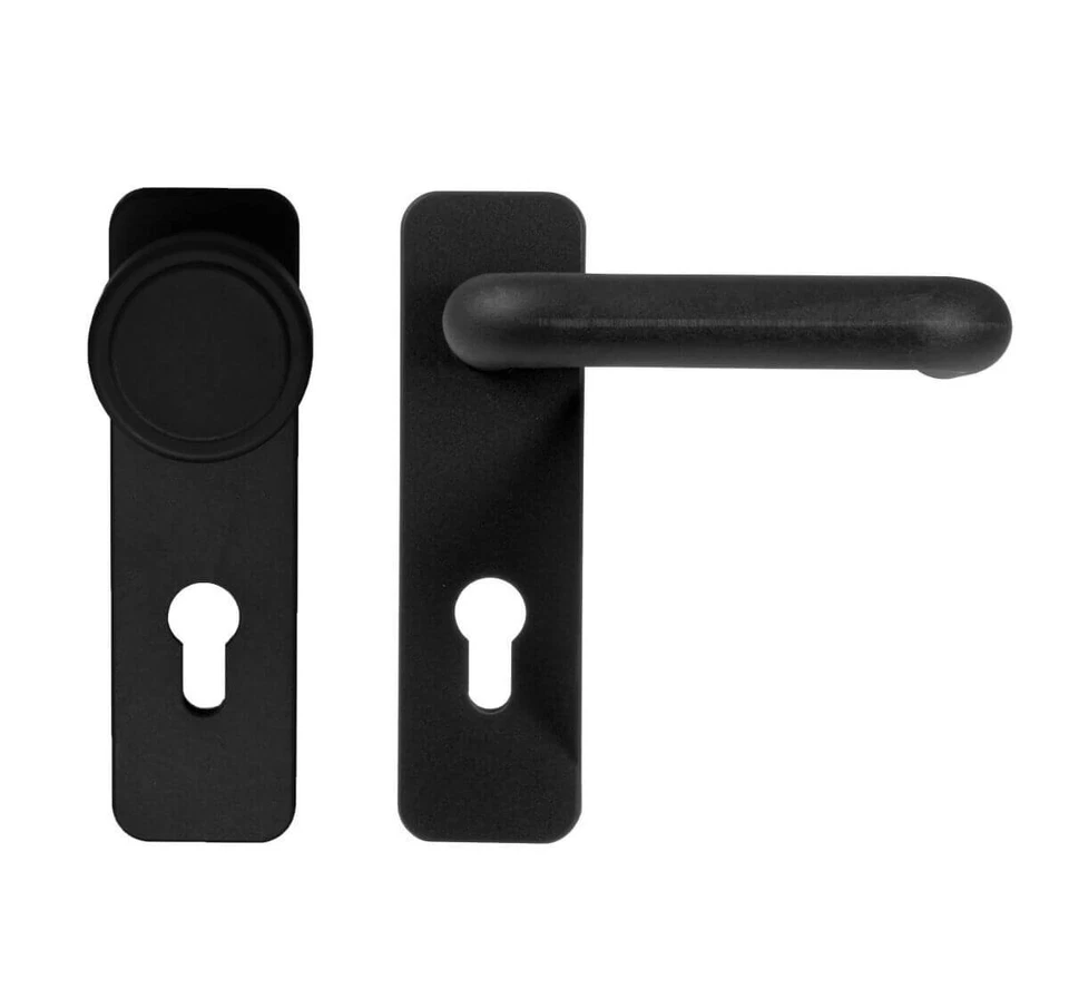 GEDOTEC Wechselgarnitur Feuerschutz Türgriff schwarz Kurzschild Brandschutz PZ 72 Knopf