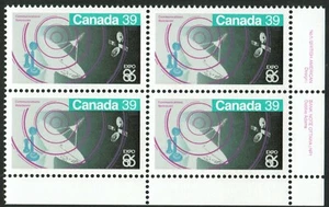 Canada sc#1079 Expo 86: Communications, LR BABN Plate Block N°1, Mint-NH - Picture 1 of 2