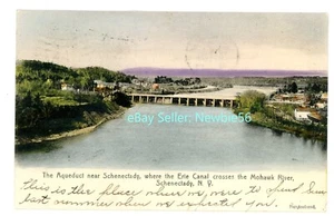 Schenectady NY - ACUEDUCTO DEL CANAL ERIE SOBRE EL RÍO MOWHAWK - Postal coloreada a mano - Imagen 1 de 2