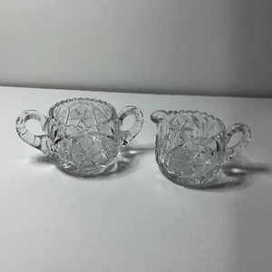 Vintage American Brilliant Period Cut Glass Creamer and Open Sugar Bowl - Picture 1 of 6