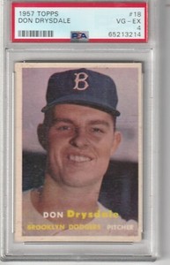1957 Topps Don Drysdale #18, PSA VG-EX 4