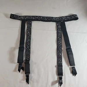 Victoria's Secret Dream Angels Garter Belt M/L Black Rhinestone Bling - Picture 1 of 3