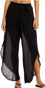 NWT Swim Cover Up Pants Small Black Aqua Swim Petal Beach Tulip Hem Womens - Picture 1 of 9