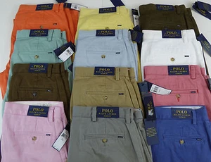 Polo Ralph Lauren flache Hose vorne Baumwolle Köper Chino khakifarbene klassische Passform neu mit Etikett $ 85 - Bild 1 von 74