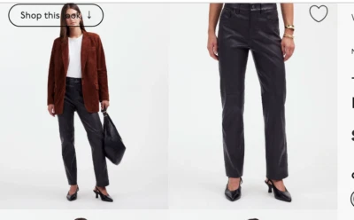 Pantalón Madewell $498 The '90s recto tiro medio cuero negro talla 28 NS287 Foto 1 de 4