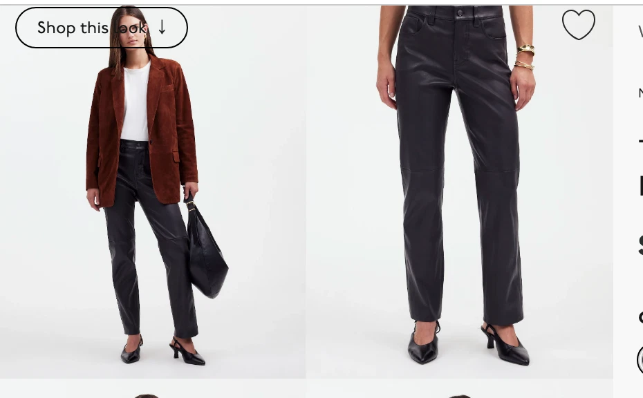 Pantalón Madewell $498 The '90s recto tiro medio cuero negro talla 28 NS287 Foto 1 de 4