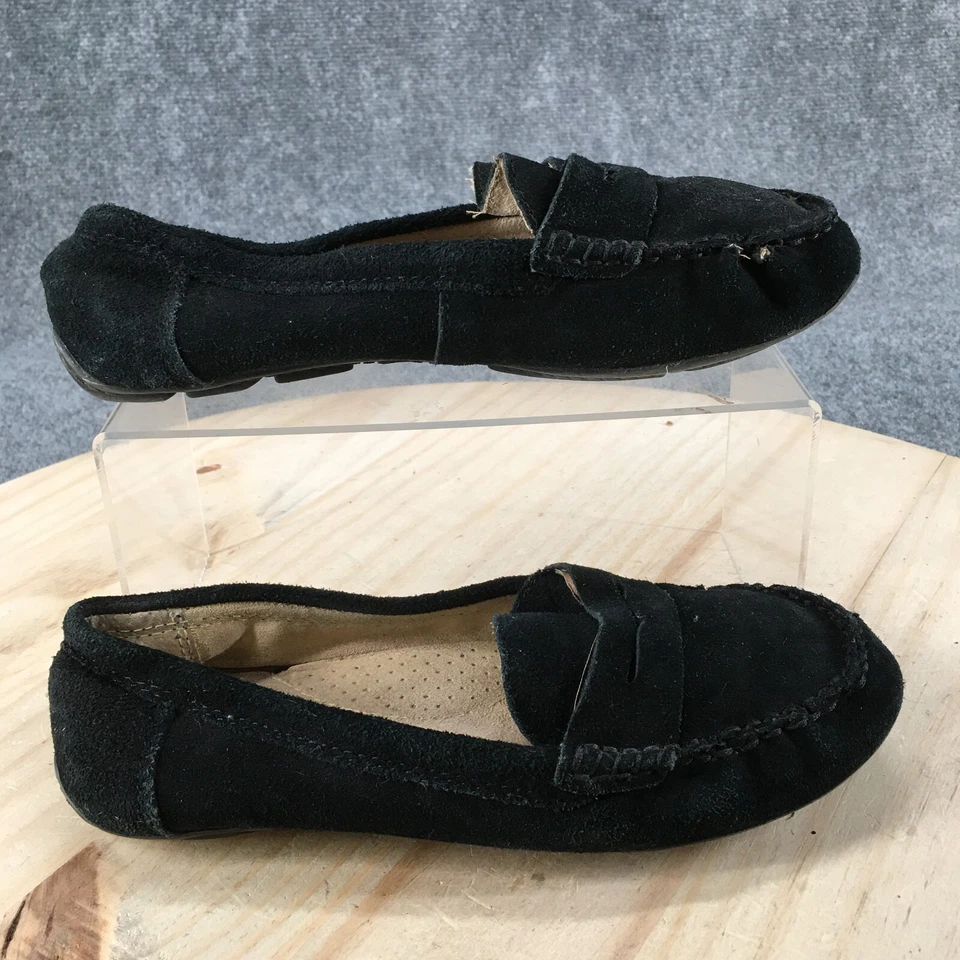 Mocasines Merona Penny para mujer 8 negros sin cordones puntera redonda informales cómodos gamuza Foto 1 de 4