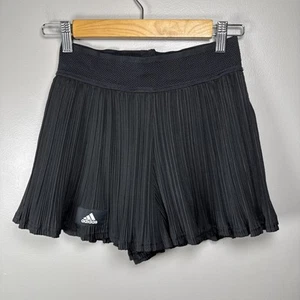 Adidas Women’s Plisse Pleated Black Tennis Shorts Black Size Small - Picture 1 of 9