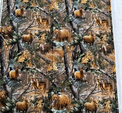 Realtree Camouflage Animals Woodland Bears Deer Turkey Fabric Hunting Quilting - Image 1 of 4