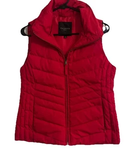 Talbots Petite Small Quilted Puffer Vest Duck Down Fill Red Zip Pockets Jacket - Picture 1 of 5
