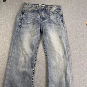 BKE Jean Men 30x31 TYLER Blue Straight Leg Distressed Faded Denim Cotton Casual - Picture 1 of 9