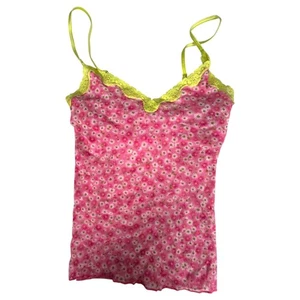 Victoria's Secret Vintage Y2K Camisole rosa Blumen Netz Spitzenbesatz Größe Small - Bild 1 von 7